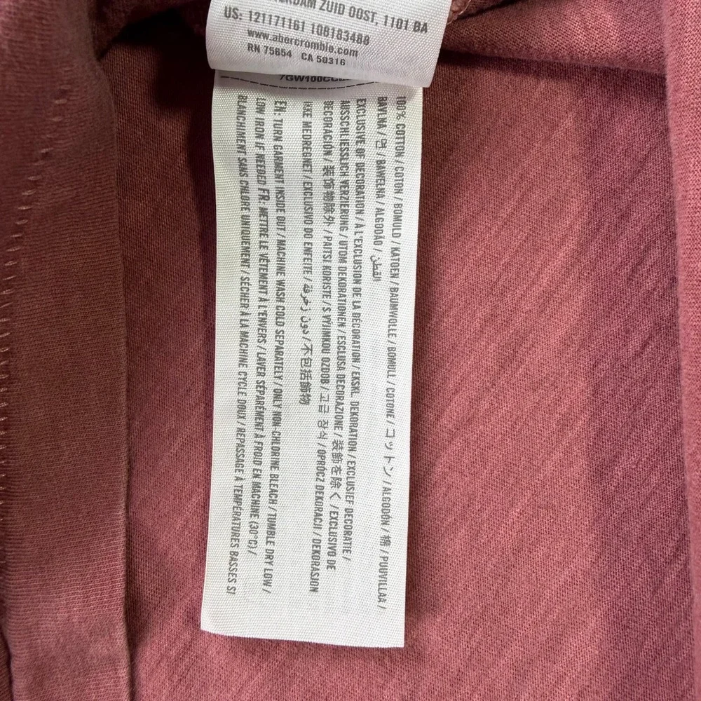 Abercrombie & Fitch Garment Dye Henley Mens Medium Burgundy Long Sleeve Shirt
